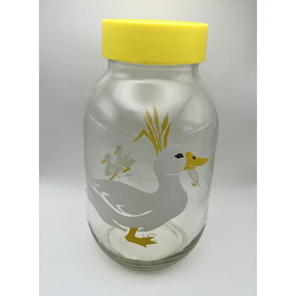 Vintage 1982 Carlton Glass Duck 3 Liter 3L Jar Canister Sun Tea With Yellow Lid - Picture 6 of 6